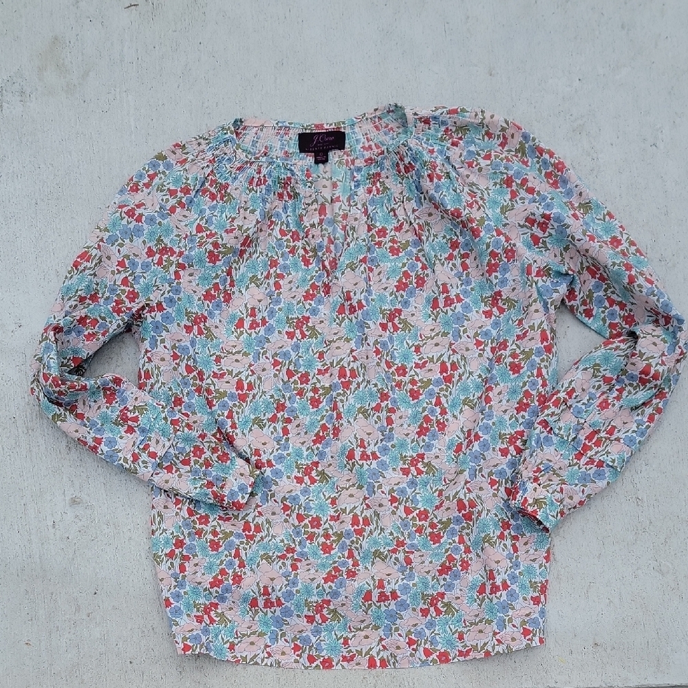 J. Crew Liberty Fabric Blouse Floral Long Sleeve Blouse